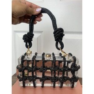 Cult Gaia Bess Shoulder Bag in Black Sparkles Pre Owned Small Flaw *Please Read*